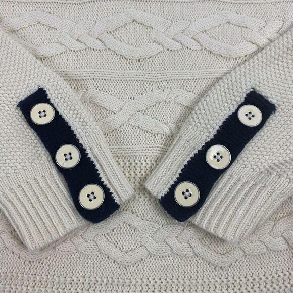 Talbots Round-Neck, Cable-Knit. Size Medium Sweater Button-Cuff - Picture 4 of 5